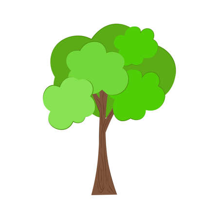 Isolated one tree on a white background. Vector flat illustration. Can be used to illustrate any nature or healthy lifestyle topic.のイラスト素材