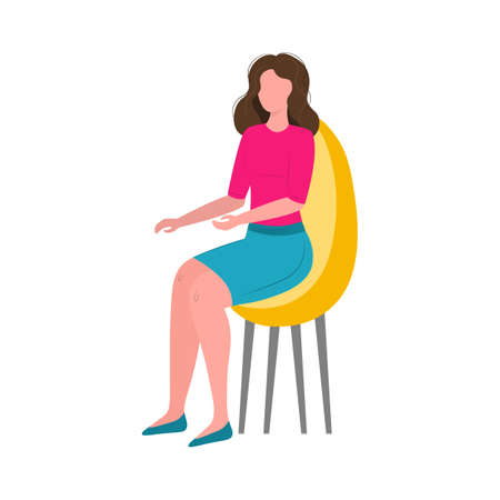 business woman sitting on a chair isolated on white background. vector flat illustration. businesswomanのイラスト素材