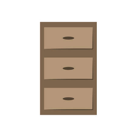 nightstand icon isolated on white background. Vector flat illustration. Wooden chest of drawers. Interior objectのイラスト素材