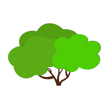 Isolated one bush on a white background. Vector flat illustration. Can be used to illustrate any nature or healthy lifestyle topic.のイラスト素材