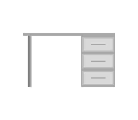 Office desk isolated on white background. Vector flat illustration. A piece of interior. The object can be used for the design of an apartment, office, premises.のイラスト素材