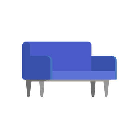 sofa isolated on white background. Vector flat illustration. A piece of interior. The object can be used for the design of an apartment, office, premises.のイラスト素材