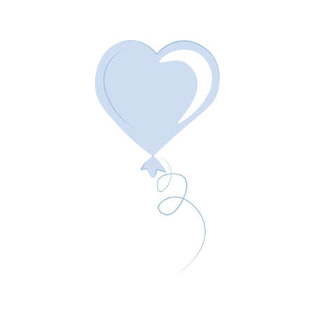Blue helium balloon heart isolated on white background. Vector flat illustration. Birthday balun flies for party and celebrations.のイラスト素材