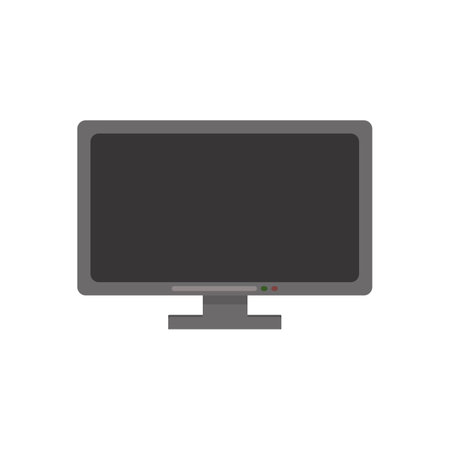 LCD TV monitor isolated on white background. vector flat illustration. Black LED TV screen blank. Symbol for website design, application, UI. Interior objectのイラスト素材
