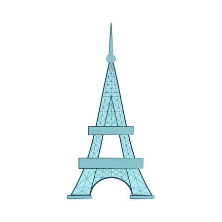 The Eiffel Tower isolated on white background. Vector flat illustration. Time to travel. Parisのイラスト素材