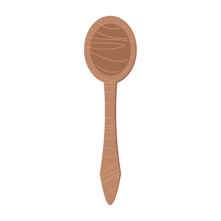 Wooden spoon on white background. Vector flat illustration. Zero waste eco bamboo wooden spoon.のイラスト素材