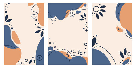 A set of abstract backgrounds with geometric shapes. Hand drawn doodle objects and geometric shapes. Vector illustrationのイラスト素材