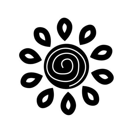 Boho style sun in black and white. Trendy abstract minimalistic pattern. hand drawn vector illustrationのイラスト素材