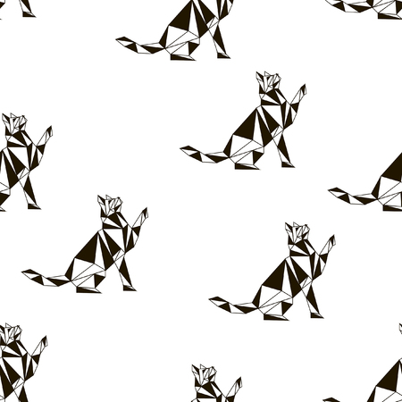 Seamless koshika pattern, cats vector background, pets illustrationのイラスト素材