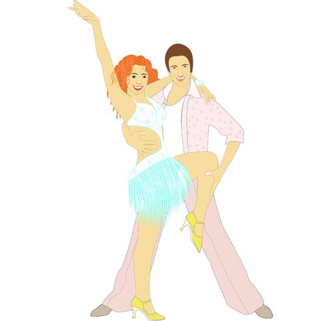 Vector Illustration with elegant dancing couple on white background. Design template for banner, flyer, invitation, brochure, poster or greeting card.のイラスト素材