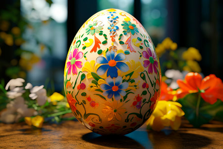 Easter egg with flowers. Perfect Happy Easter cardの素材