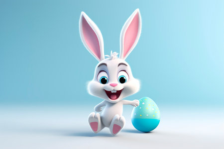 Rabbit and egg. Happy Easter greeting card.の素材