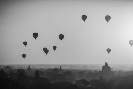 BAGAN, MYANMAR - JANUARY 21: 2019 Sunrise shooting in old city