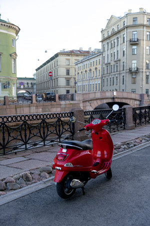 Saint Petersburg Russia-27.06.2022 parked scooter (motorbike)のeditorial素材