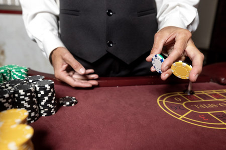 Casino. Poker. Hands of a gambler. Poker player