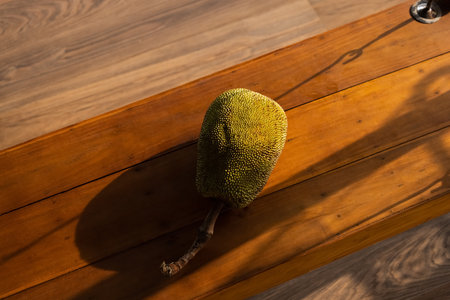 Asian summer fruits named Jackfruit scientific name Artocarpus heterophyllus, Jackfruit tree.Colorful, healthy morning breakfast made to eat and enjoy a meal with friends. Fresh, organic taste love grの写真素材
