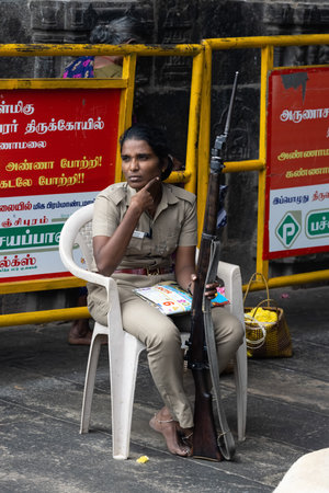 Indian female police officer . Rishikesh, Uttarakhand, India, November 14, 2022.