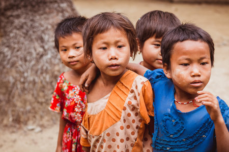 Myanmar, February 18, 2021: Tribes living in isolated areas of Myanmar.のeditorial素材