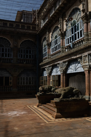 MYSORE, INDIA - January 2015: Colorful ornate interior halls of royal Mysore Palace, Karnataka, Indiaのeditorial素材
