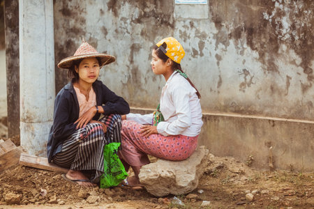 Myanmar, February 18, 2021: Tribes living in isolated areas of Myanmar.のeditorial素材