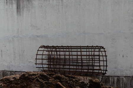 Sheets of strong reinforcement mesh of different sizes in stock for sale.の写真素材