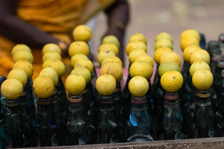 Beat the heat with the refreshing Indian Lime or lemon Soda in a street shopの写真素材