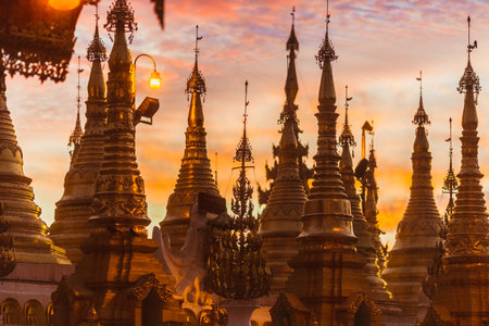 Temple Bagan, Myanmar at dawn.の写真素材