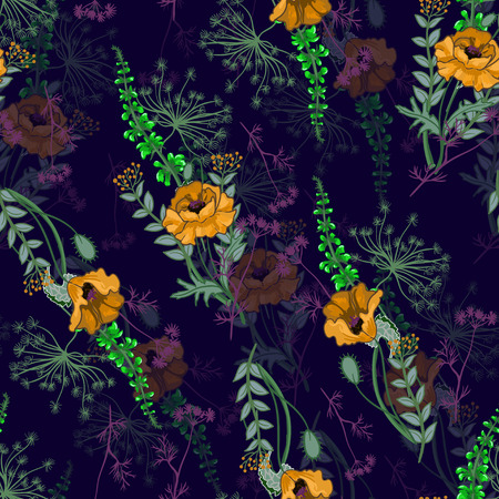 Seamless pattern with wildflowersのイラスト素材