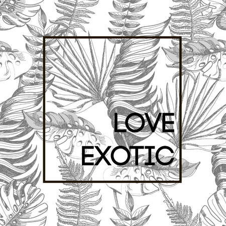 Trendy tropical design for posters or t-shirt with graphic leavesのイラスト素材