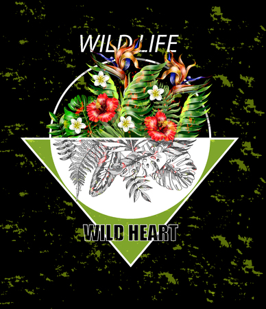 Hipster trendy tropical design for posters or t-shirt.のイラスト素材