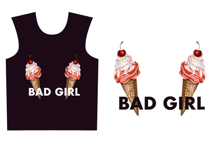 Design t-shirt with ice cream. Vectorのイラスト素材