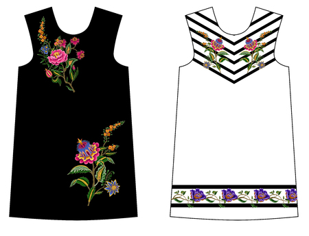 Design dress with Indian ethnic flowers.のイラスト素材