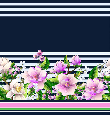 Border with magnolia flowers. Vectorのイラスト素材