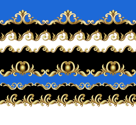 Border with golden baroque elements.のイラスト素材
