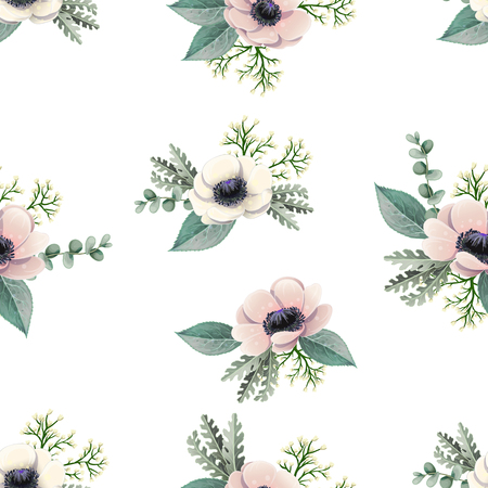 Seamless pattern with  anemone flowers.のイラスト素材