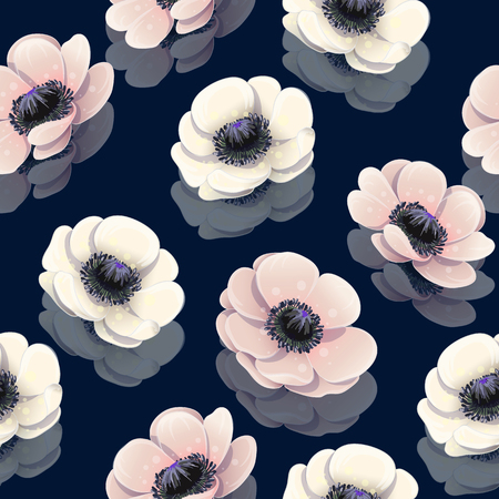 Seamless pattern with  anemone flowers.のイラスト素材