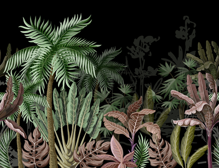 Seamless border with tropicalのイラスト素材