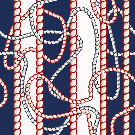Seamless pattern with rope, anchor and steering wheel for fabric designのイラスト素材