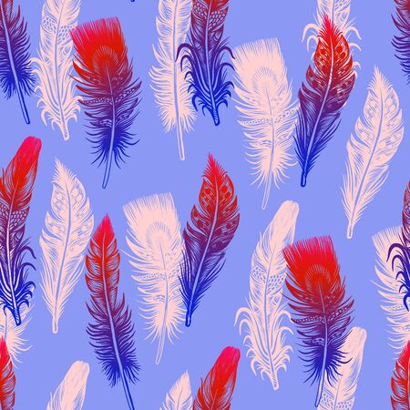 Seamless pattern with graphic feather.のイラスト素材