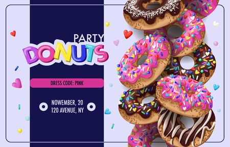 Invitation for donuts party, flyer. Vector.のイラスト素材