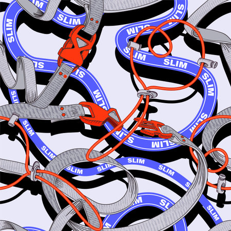 Belt seamless pattern with plastic clasp. Trendy sport textile design.