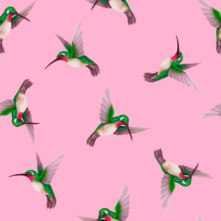 Seamless pattern with hummingbirds. Trendy vector print.のイラスト素材