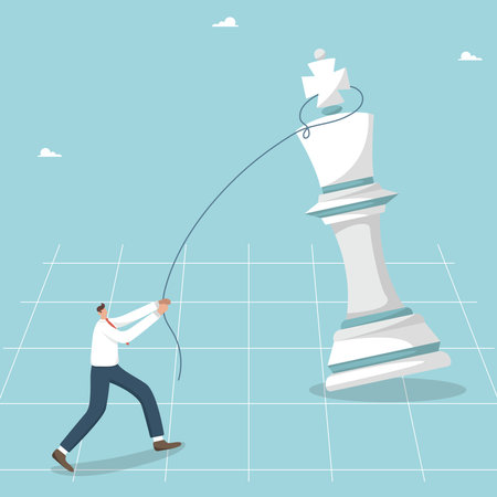 Beating the competitor, business planning strategy in the market, vision or influence of the management or leader on decision making, innovation or secret weapon to beat the rival, intuition or wisdomのイラスト素材