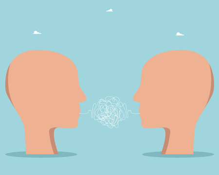Human communication, finding ways to solve a complex problem and creating new ideas through brainstorming, team thinking process, achieving mutual understanding and agreement through communication.のイラスト素材