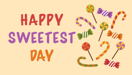 Happy Sweetest day Vector Typography greeting card, poster design with candy. American holiday 19 of October.のイラスト素材