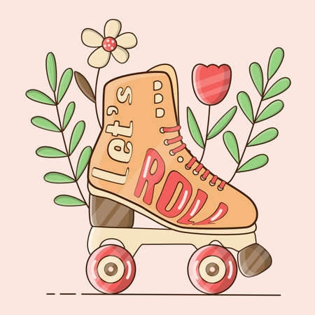 Retro style rollers with lets roll lettering.のイラスト素材