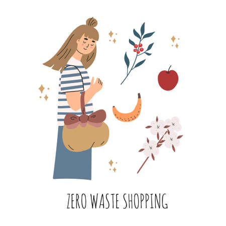 Set of furoshiki which is Japanese style eco friendly gift wrapping. Textile bag for shopping and carry things.のイラスト素材