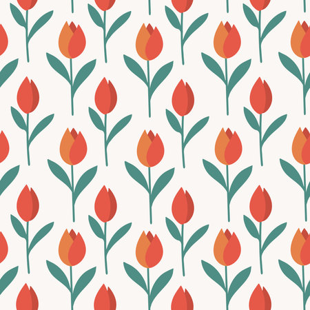 Seamless pattern made with abstract tulip flowers. Botanical shapes, naive vibes. Perfect as wallpaper, paper, textile print.のイラスト素材