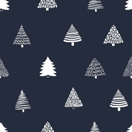 Christmas and New Year pattern made with trees. Minimal sbstract style. Greeting card, wrap paper or wallpaper design.のイラスト素材