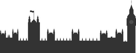 Big ben on white background.London Silhouette illustrationのイラスト素材